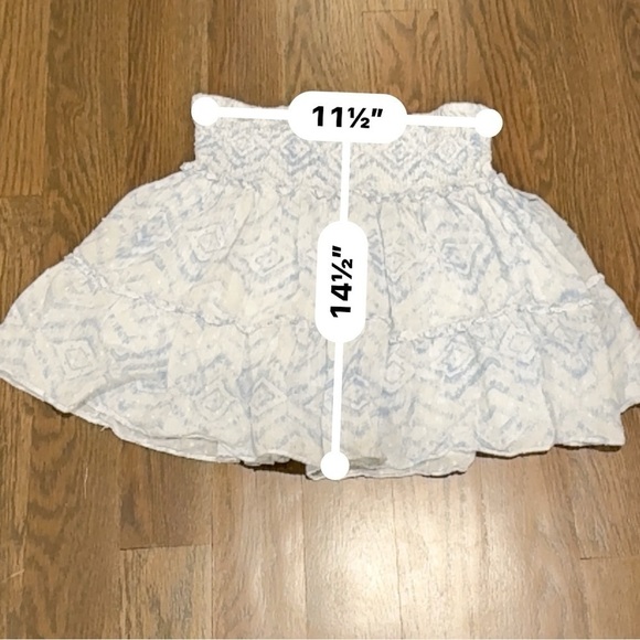 Boho Ruffle blue and white Aztec print Skirt size youth large - Picture 5 of 6